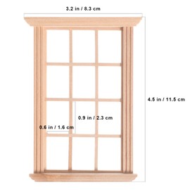JOINPAYA 2 Pcs Dollhouse Windows Frames: 1: 12 Scale Miniature Wood Windows 12- pane Window Furniture Model for Dolls Houses Decoration