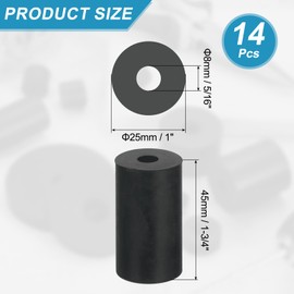 uxcell 14 Pcs Multi Purpose Rubber Spacer, 0.3" OD x 1" ID x 1.8" Thickness Anti-Vibration Isolation Rubber Bushings Grommets Spacers Washers for Home Cars Boat Accessories (Black)