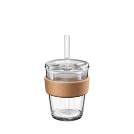 KeepCup Cold Cup - Brew Cork Tempered Glass Ice Coffee Tumbler with Recovered Cork Band, Lid and Straw - 12oz (340ml)