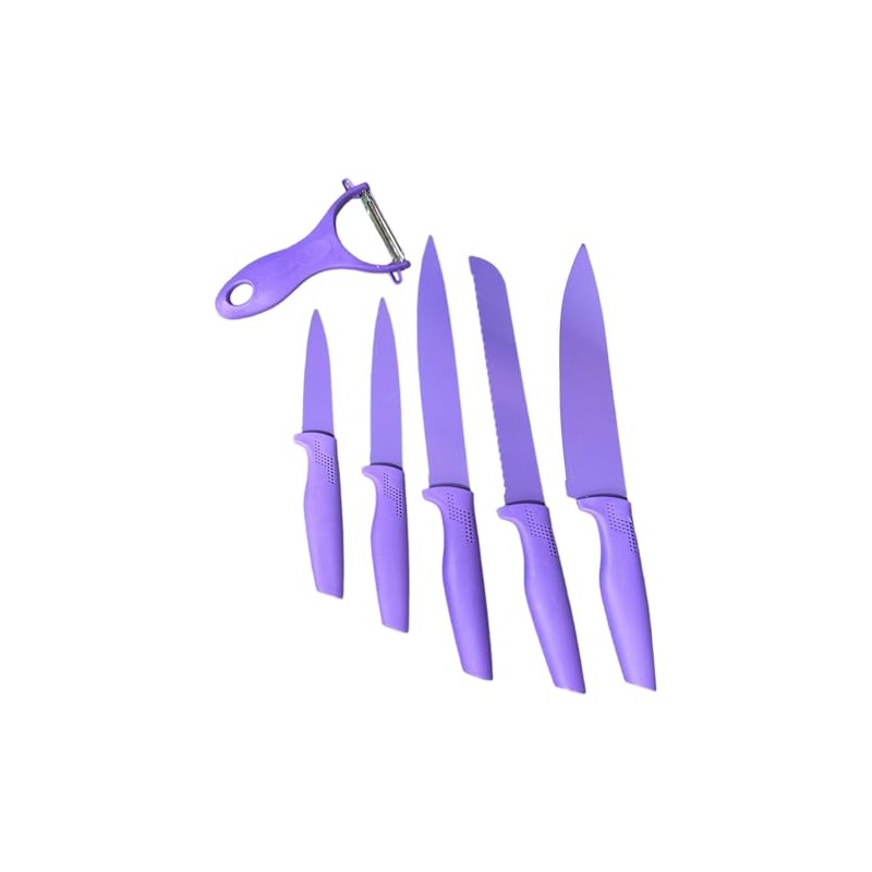 Stainless Steel Purple 6 Piece Kitchen Knife Set