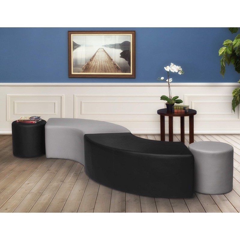 Logan Round Ottoman- Black
