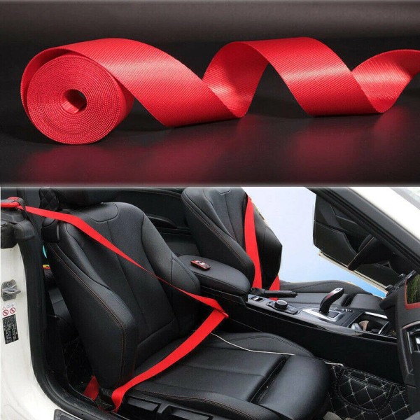Geartronics Universal Red 3.6m Car Seat Belt Webbing 3 Point
