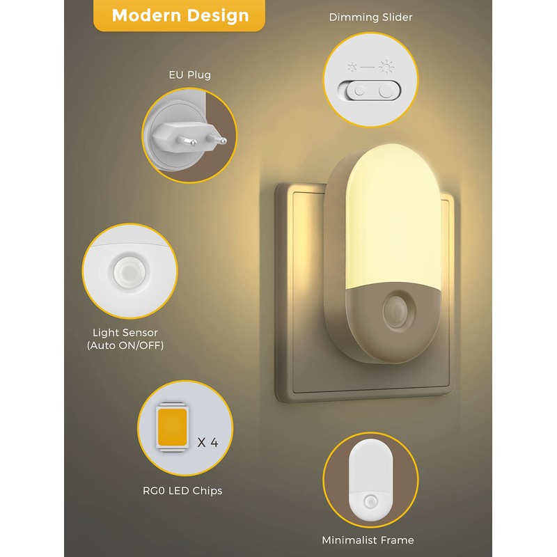 LOHAS-LED Night Light Socket, [Pack of 2] LED Night Light