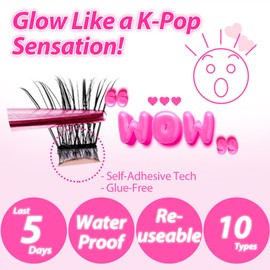 CLIONE PRIME Korean Self Adhesive Lash Clusters Press-On Eyelashes No Glue Needed DIY Lash Extensions Reusable Cluster Lashes Fuss Free No Sticky Residue Self Application at Home 10-16mm