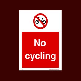 No Cycling Plastic Sign with 4 Pre-Drilled Holes (PG38) - No Dogs, Employees, Mobiles, Food & Drink, Vehicle