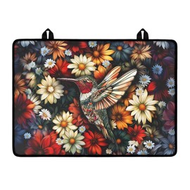 Yorfeemge Stove Top Covers for Electric Stove, Heat Resistant Glass Cooktop Cover Protector, Anti-slip Dish Drying Mats With Rubber Backing, Kitchen Decor Hummingbird Daisy