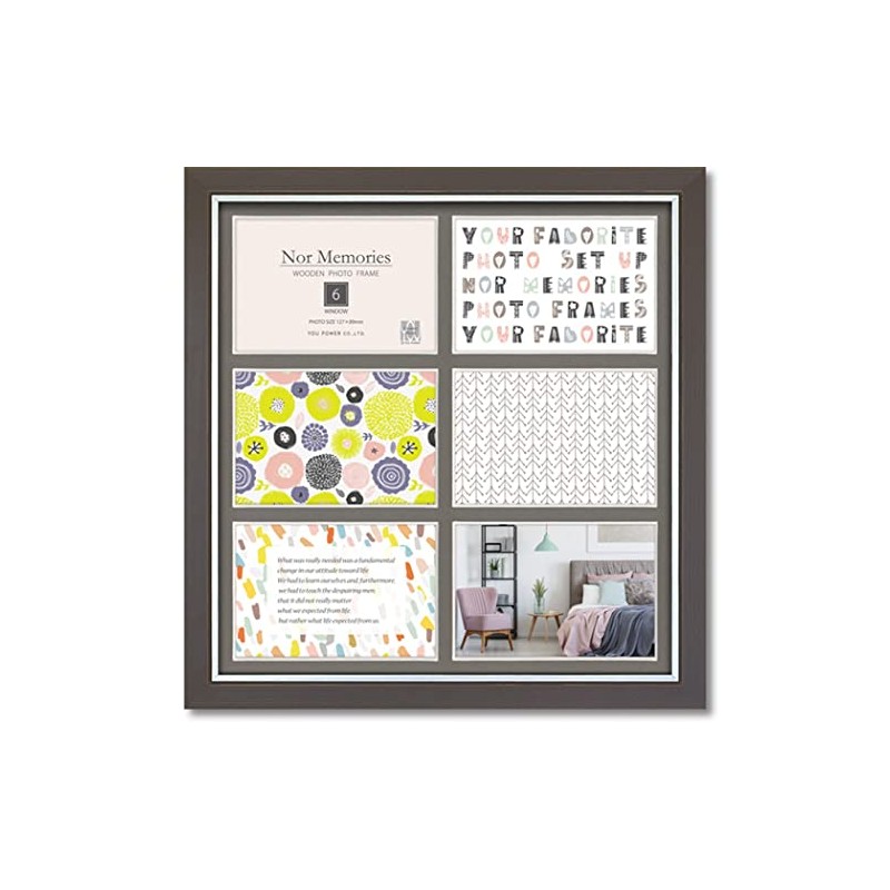 Upower NF-02552 Nord Memories Wooden Picture Frame, 6 Windows (Warm