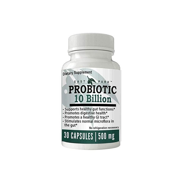East Park Research d-Lenolate Probiotic Supplement | Probiotic 10 Billion CFUs Supports Gut & Digestive Health | Dietary Supplement Probiotics for Women and Men (500mg) 30 Capsules