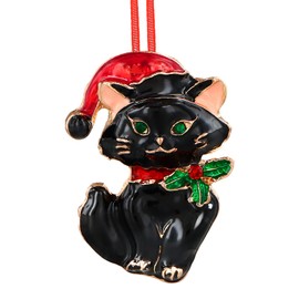GROWTHMAGIC Black Cat Christmas Ornaments - Metal Cat Ornaments for Christmas Tree Black Cat Keepsake Ornaments Xmas Decoration Gifts for Men Women