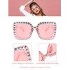 Frienda 2 Pieces Oversize Square Sparkling Sunglasses Retro Thick Frame