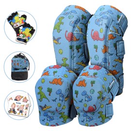 Innovative Soft Kids Knee and Elbow Pads with Bike Gloves - Toddler Protective Gear Set w/Mesh Bag& Sticker, CSPC Certified - Roller-Skating, Skateboard Knee Pads for Kids Child Boys Girls