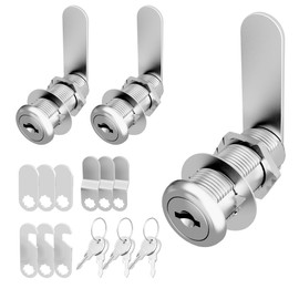 Ymtzfu Cabinet Locks with Keys, Cam Locks Keyed Alike, Mailbox Locks Replacement Lock for Toolbox Locks with Keys, Zinc Alloy (3 Pcs, Silver, 1-1/2 Inch)