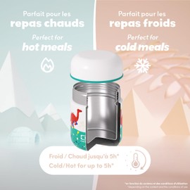 monbento - MB Capsule Blue Dino Thermal Lunch Box for Kids - Thermal Box for Hot and Cold Meals up to 5 Hours - Bento Lunch Box for Kids Ideal for Compote/Fruit/Hot Dishes - Motif