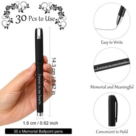 Roowest 30 Pcs Memorial Ballpoint Pens Funeral Guest Pens Forever in Our Hearts Ballpoint Pens Memorial Service Guest Pens for Mourning Funeral Memory Condolence Guest Book Writing Funeral Supplies