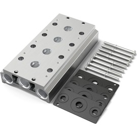 TAILONZ PNEUMATIC 300M 4-Position Manifold 4V310-10 3/8 Inch Solenoid Valve Base Manifold Solenoid Valve Base With Accessories