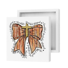 Fall Decorations for Home, Thankful Blessed Grateful Decor, Farmhouse Bedroom Dining Room Decor Rustic Wooden Box Block Plaque Wooden Box Sign for Desk Table Bookshelf Tabletop