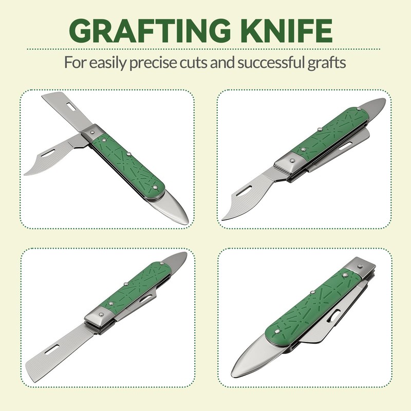 Grafting Knife, COMKIT Professional Foldable Double Blades Graft Knife, Fruit