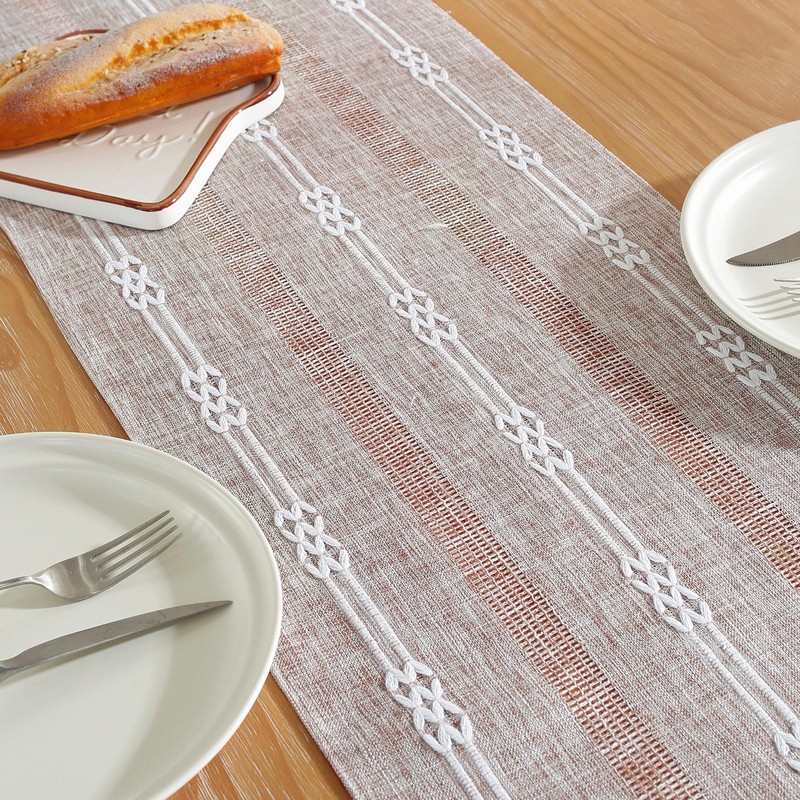 Bigqin Boho Table Runner with Tassels, 183x33cm/72"x13" Table Decoration, Linen