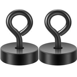 Neosmuk Magnetic Ring Hooks, 18 kg Heavy Duty Extra Strong Magnetic Hook with Eye Bolt for Cruise Cabin, Magnetic Eyelet Hanger for Hanging, Cruise Essentials Hooks (Black, Pack of 2)