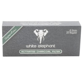 White Elephant - Filtros de carbón (9 mm, 20 unidades), color blanco