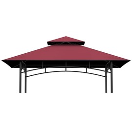 COVBOARD Grill Gazebo Replacement Top, 5 * 8 Outdoor BBQ Top Cover, Double Layer BBQ Gazebo Top Canopy for Model #L-GG001PST-F(Burgundy)