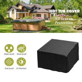FLR 79”L x 79”D x 33”H Hot Tub Cover Outdoor SPA Covers Swimming Pool Waterproof Dust Proof Cover (Black, 94x94x33 inch)