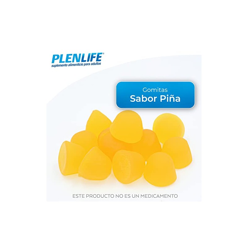 PLENLIFE Multivitamínico en gomitas sin azúcar sabor piña, 50 unidades