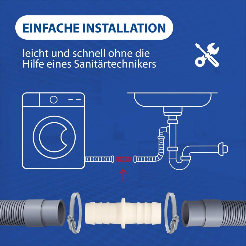 VIOKS Washing Machine Drain Adapter for 17/17 mm Diameter with