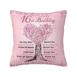Sweet 16 Gifts for Girls, Sweet Sixteen Gifts for Girls 18x18 Pillow Cover, 16th Birthday Gifts for Girls, Sweet 16 Party Decorations, 16 Year Old Girl Birthday Gift Ideas for Daughter Granddaughter