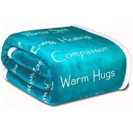 WOLF CREEK BLANKET Co.- Compassion Blanket - Strength Courage Super Soft Warm Hugs, Get Well Gift Blanket Plush Healing Thoughts Positive Energy Love & Hope with Fluffy Comfort (50"x 65" Teal)