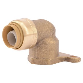 SharkBite 1/2 Inch x 1/2 Inch FNPT Elbow with Mounting Ears, Push to Connect Brass Plumbing Fitting, PEX Pipe, Copper, CPVC, PE-RT, HDPE, U335LFA