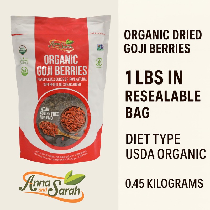 Anna and Sarah Organic Dried Goji Berries 1 Lb in