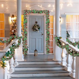 obbsie 65.6 FT Christmas Tinsel Garland, Colorful Christmas Metallic Twist Garland Ceiling Hanging Decorations for Xmas Tree Holiday Party Birthday Indoor Outdoor Decor (Red, Green, White)