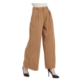 Tronjori Women High Waist Casual Wide Leg Long Palazzo Pants Trousers Plus Size(2X, Camel)