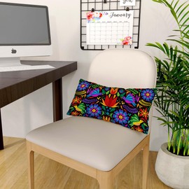 FARMNALL Mexican Fiesta Throw Pillow Covers 12x20 Set of 2 Dragonfly Flower Dahlia Pillow Case Day of The Dead Dia De Los Muertos Cinco De Mayo Decorations