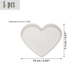 5Pcs Heart Epoxy Molds 4 Inch Resin Heart Shape Coaster Molds for DIY