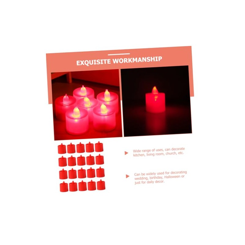 Velas LED Rojas sin Llama, 20 Piezas de Plástico