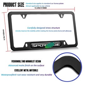 2 Pcs Black License Plate Frames Compatible with Sportage Metal Aluminum License Plate Covers Protector Screw caps Cover Set