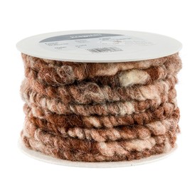 KragoART Wool Cord, Wool Cord 10 mm Wide, 10 Metres on Plastic Roll, Craft Wool for Decorating Vessels and Arrangements, Popular in Floristry (Brown Melange)