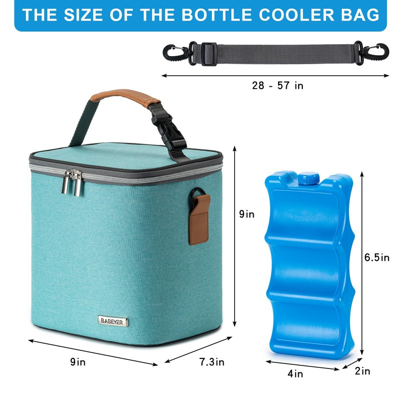 BABEYER Breastmilk Cooler Bag with Ice Pack Fits 6 Baby