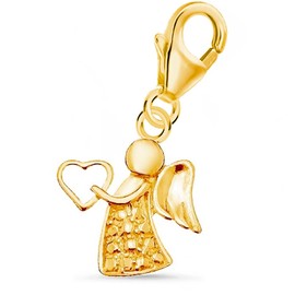 Goldene Hufeisen Guardian Angel Carabiner Charm Pendant for Charm Bracelet 925 Sterling Silver Gold-Plated, 925 sterling silver, yellow gold, No Gemstone