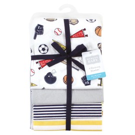 Hudson Baby Unisex Baby Cotton Flannel Receiving Blankets, Sports Fan, One Size