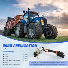 loosoo Ignition Lock Cylinder Starter Switch w/ 2 Keys Assembly 86569718 Compatible with New Holland Tractor 1530 1630 1725 1925 TC25 TC25D TC29 TC29D TC33 TC33D, 5A 12V, 2 Positions