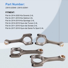 DAYSYORE 4Pcs New Connecting Rods 23510-2G540 23510-2G541 Fits for Kia 2011-2020 Sorento Sportage 2.4L, for Hyundai 2014-2018 Sonata 2.4L Aftermarket Parts, With 3 Month Warranty