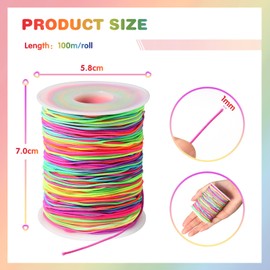 Diboniur Elastic String for Bracelet Making, 1 mm × 100 m, Rainbow