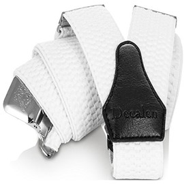 Decalen Mens Suspenders with Very Strong Clips Heavy Duty One Size Fits All Big and Tall Wide Adjustable and Elastic Braces Y Back Shape (White)