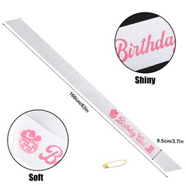 Birthday Girl Sash, Pink Disco Cowgirl Party Sash Cowgirl Birthday Party Sash Glitter Cloth Cowgirl Party Decorations Western Cowgirl Birthday Sash for Women Birthday Party Supplies