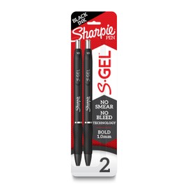 Sharpie S-Gel, Gel Pens, Bold Point (1.0mm), Black Ink Gel Pen, 2 Count