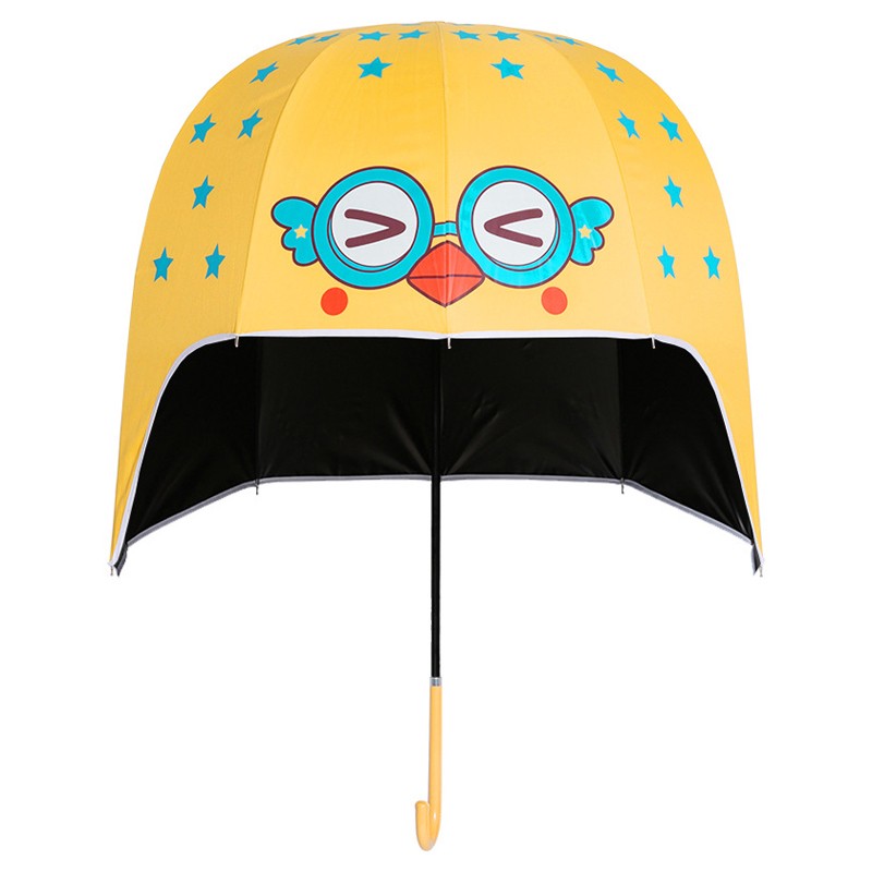 Helmet Umbrella Cartoon Pattern 10 Ribs UV Resistance Long Handle