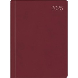 Zettler - Pocket Calendar 2025 Bordeaux, 8.3 x 10.7 cm, Pocket Planner with 140 Pages in Flexible Plastic Cover, Day and Week Counting, Moon Phases, Weekly Overview and International Calendar